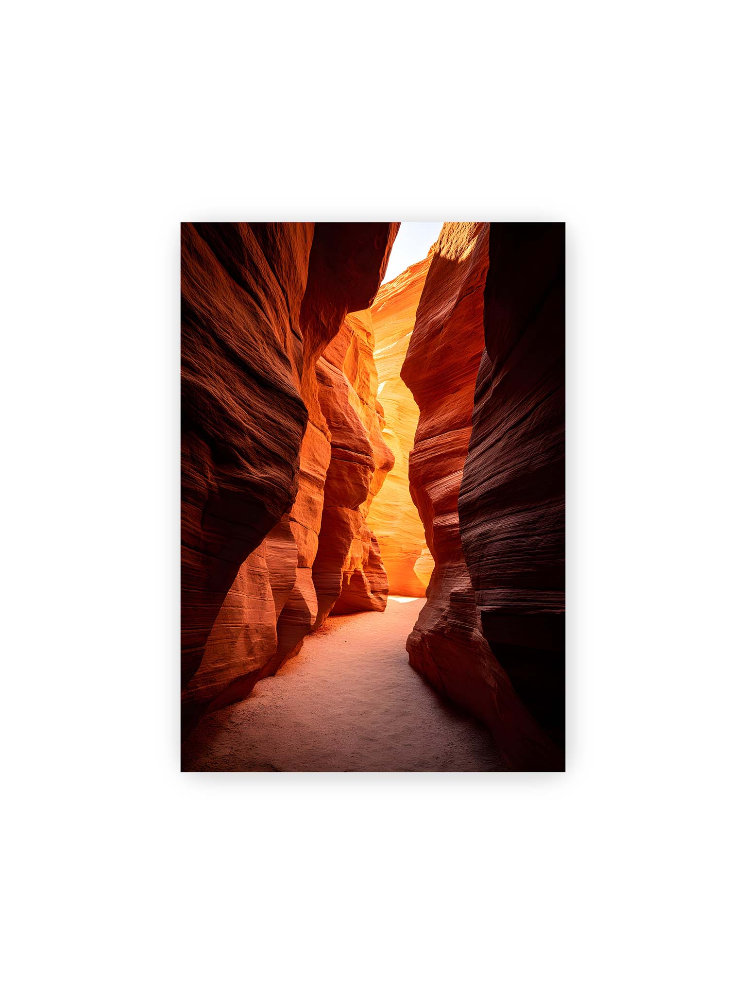 21x30 cm – Antelope Canyon Arizona mit goldenen Lichtreflexionen auf orangeroten Sandsteinfelsen.